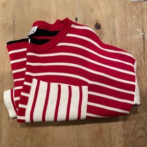 CAbi Cotton Crew Long Sleeve Striped Sweater Nautical preppy  Size SM